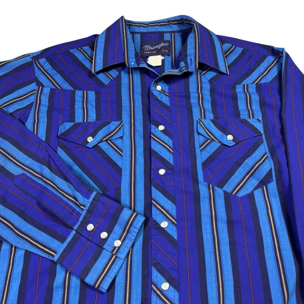 Vintage Wrangler X-Long Tails Pearl Snap Shirt‎ Mens 16-34 Western Cowboy USA